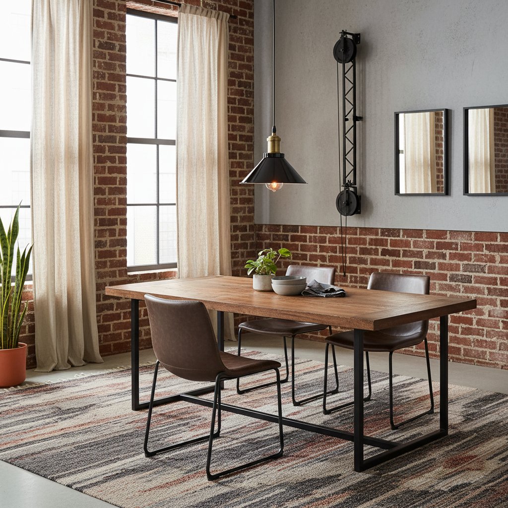 Suspension Industrielle Noire Style Vintage