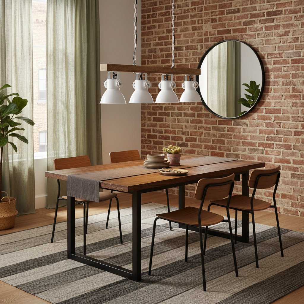 Suspension Industrielle en Bois de Manguier et Métal