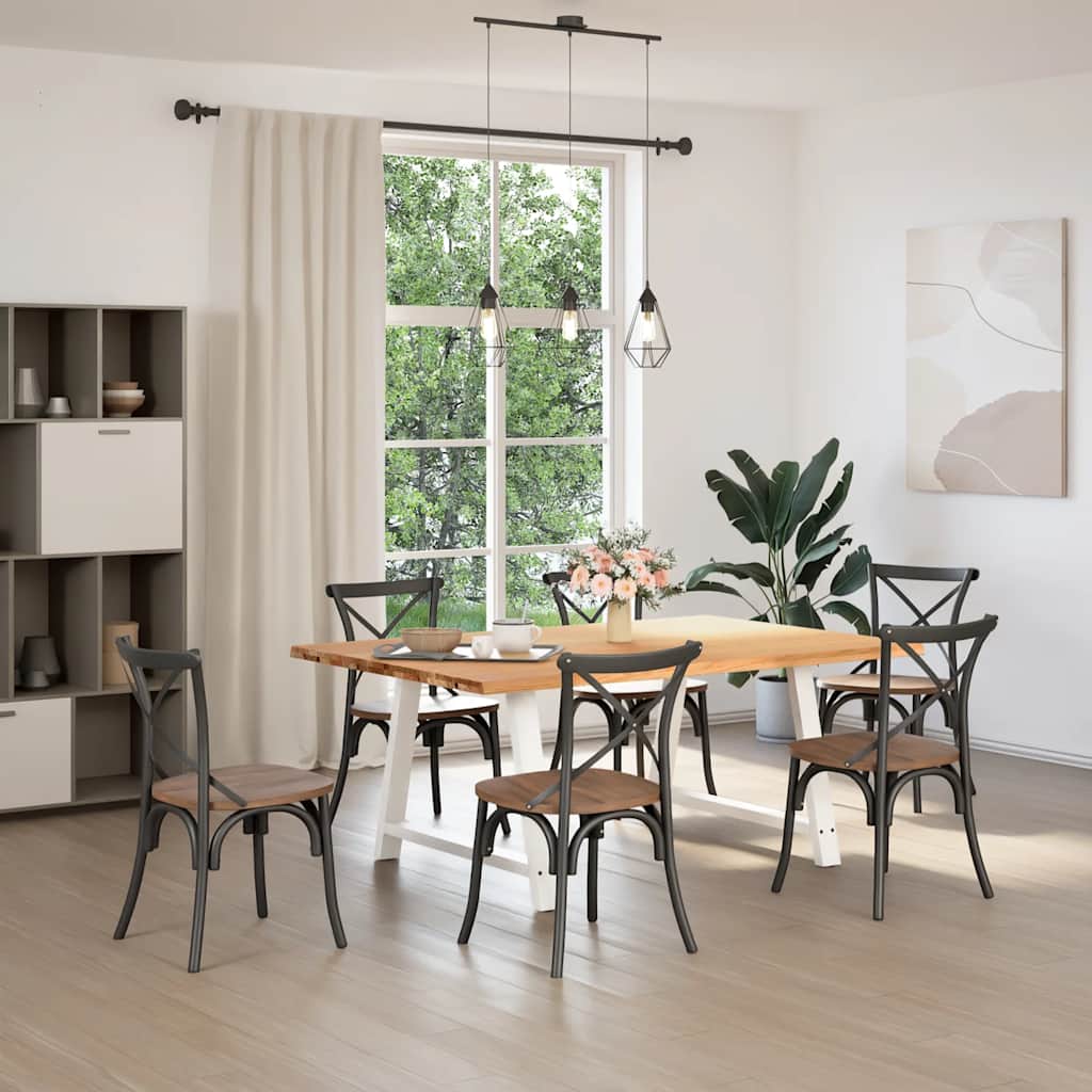 Table À Manger Avec Bord Naturel 180X100X74Cm Bois Massif Chêne Blanc-La-Fabrique-Industrielle