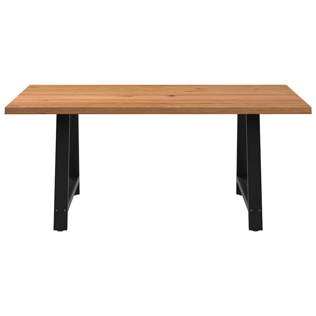 Table À Manger Avec Bord Naturel 180X100X74Cm Bois Massif Chêne Noir-La-Fabrique-Industrielle