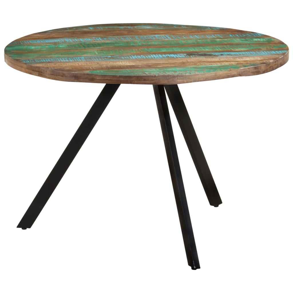 Table À Manger en Bois Massif et Pied Métal-bois de récupération massif-1-Ø 110 x 75 cm-La-Fabrique-Industrielle