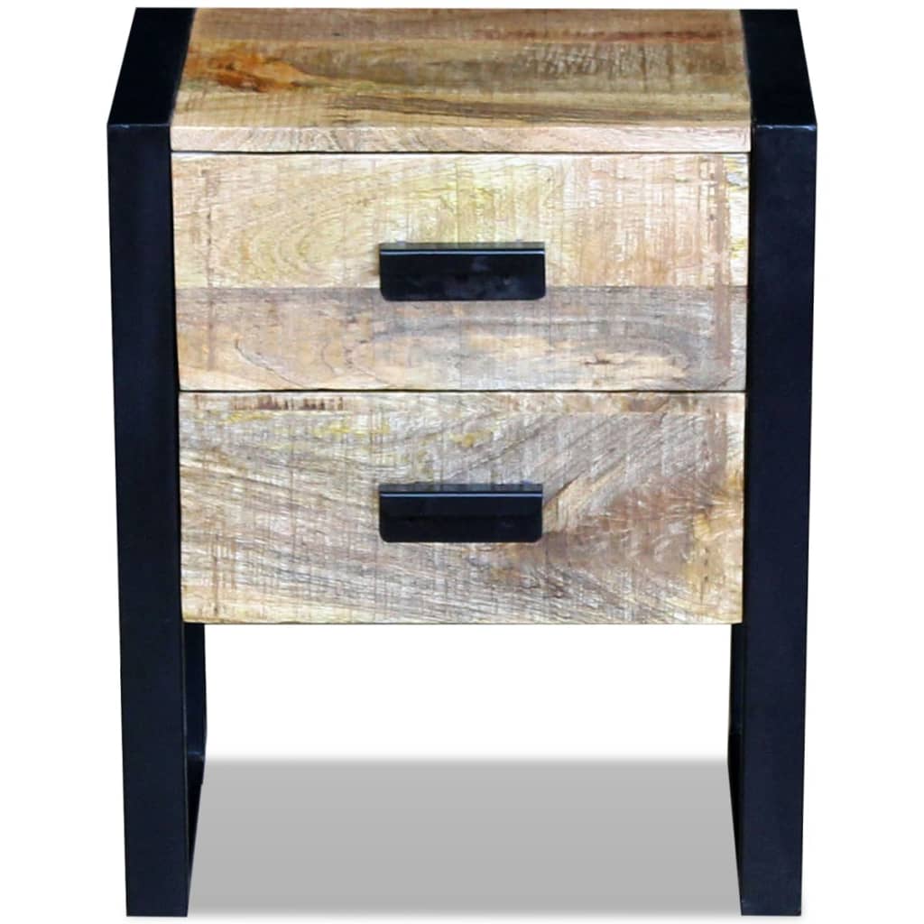 Table Auxiliaire À 2 Tiroirs Bois Manguier Massif 43X33X51 Cm-La-Fabrique-Industrielle