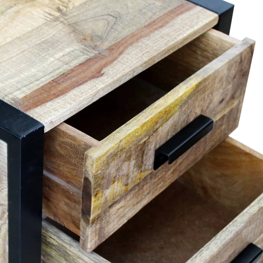 Table Auxiliaire À 2 Tiroirs Bois Manguier Massif 43X33X51 Cm-La-Fabrique-Industrielle