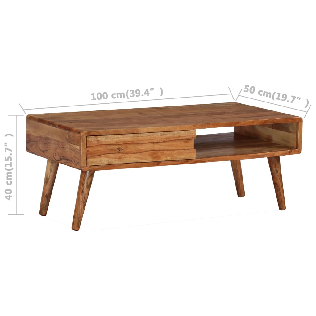 Table Basse Artisanale en Bois d'Acacia-La-Fabrique-Industrielle