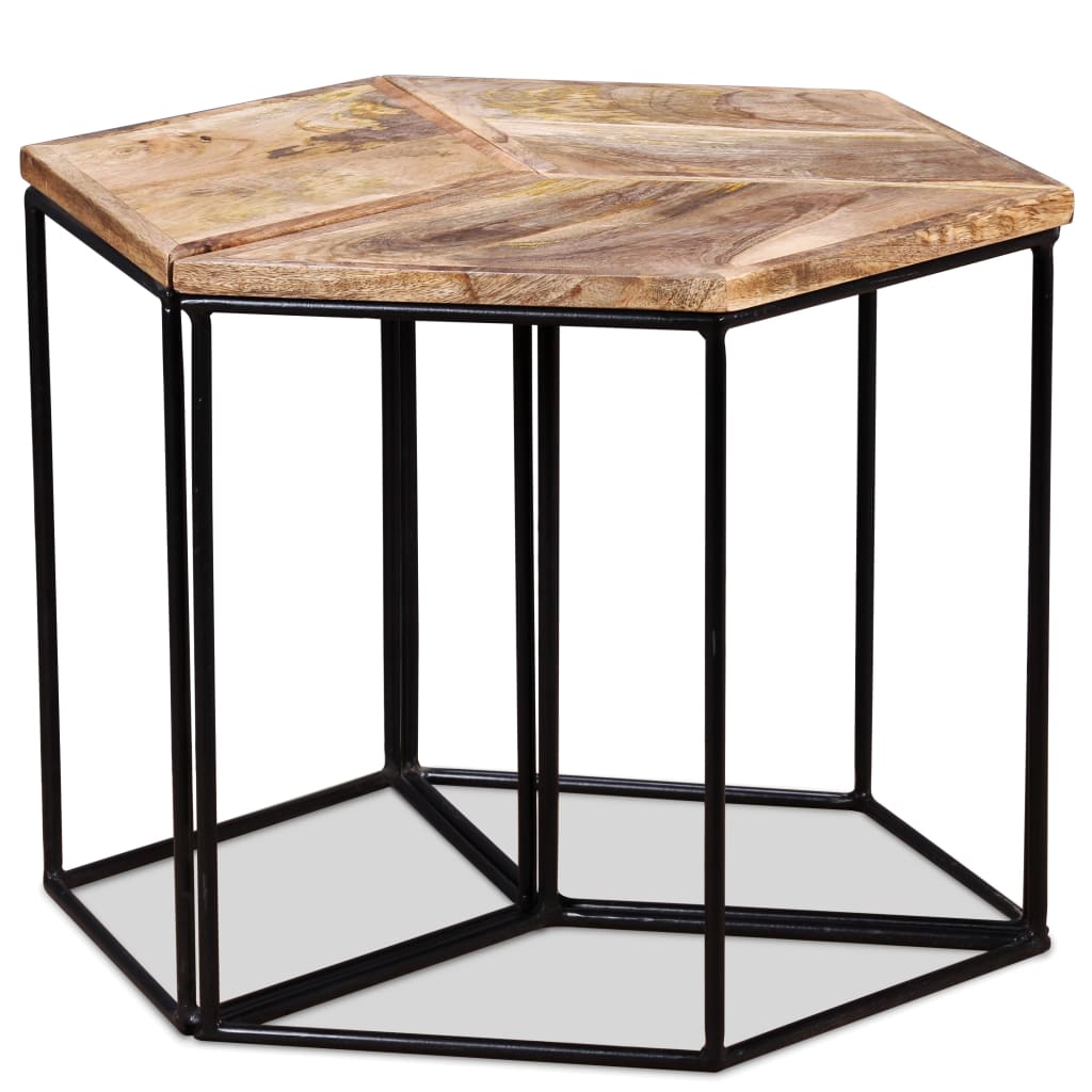 Table Basse Authentique en Manguier et Métal-La-Fabrique-Industrielle