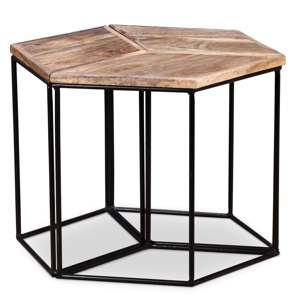 Table Basse Authentique en Manguier et Métal-La-Fabrique-Industrielle