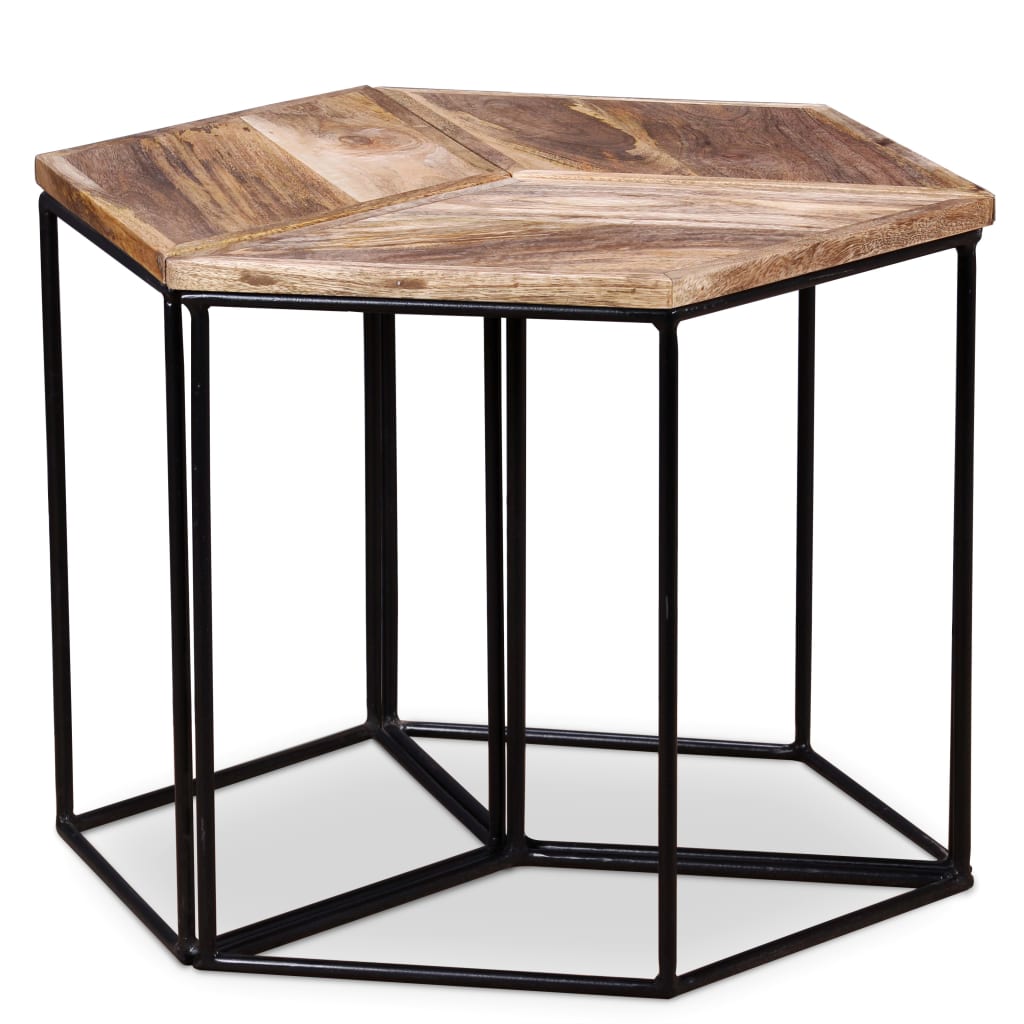 Table Basse Authentique en Manguier et Métal-La-Fabrique-Industrielle