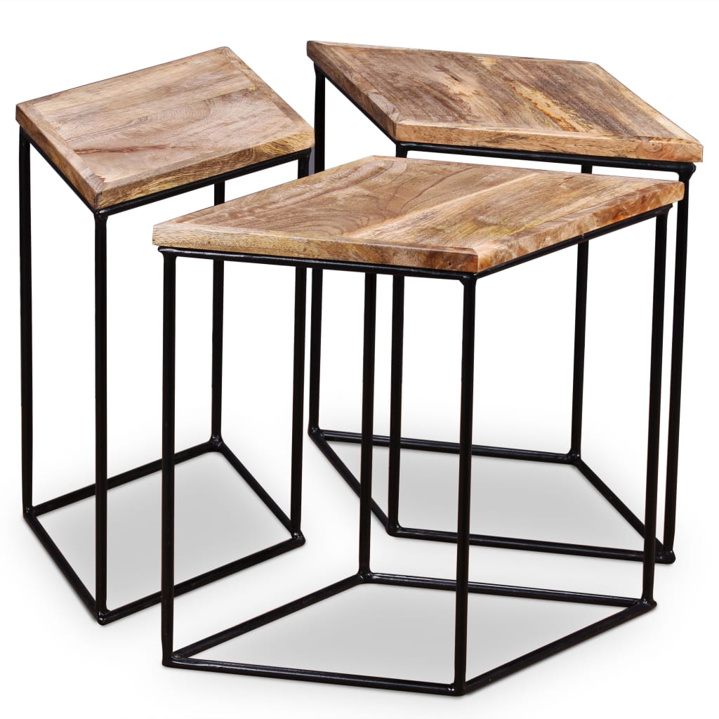 Table Basse Authentique en Manguier et Métal-La-Fabrique-Industrielle
