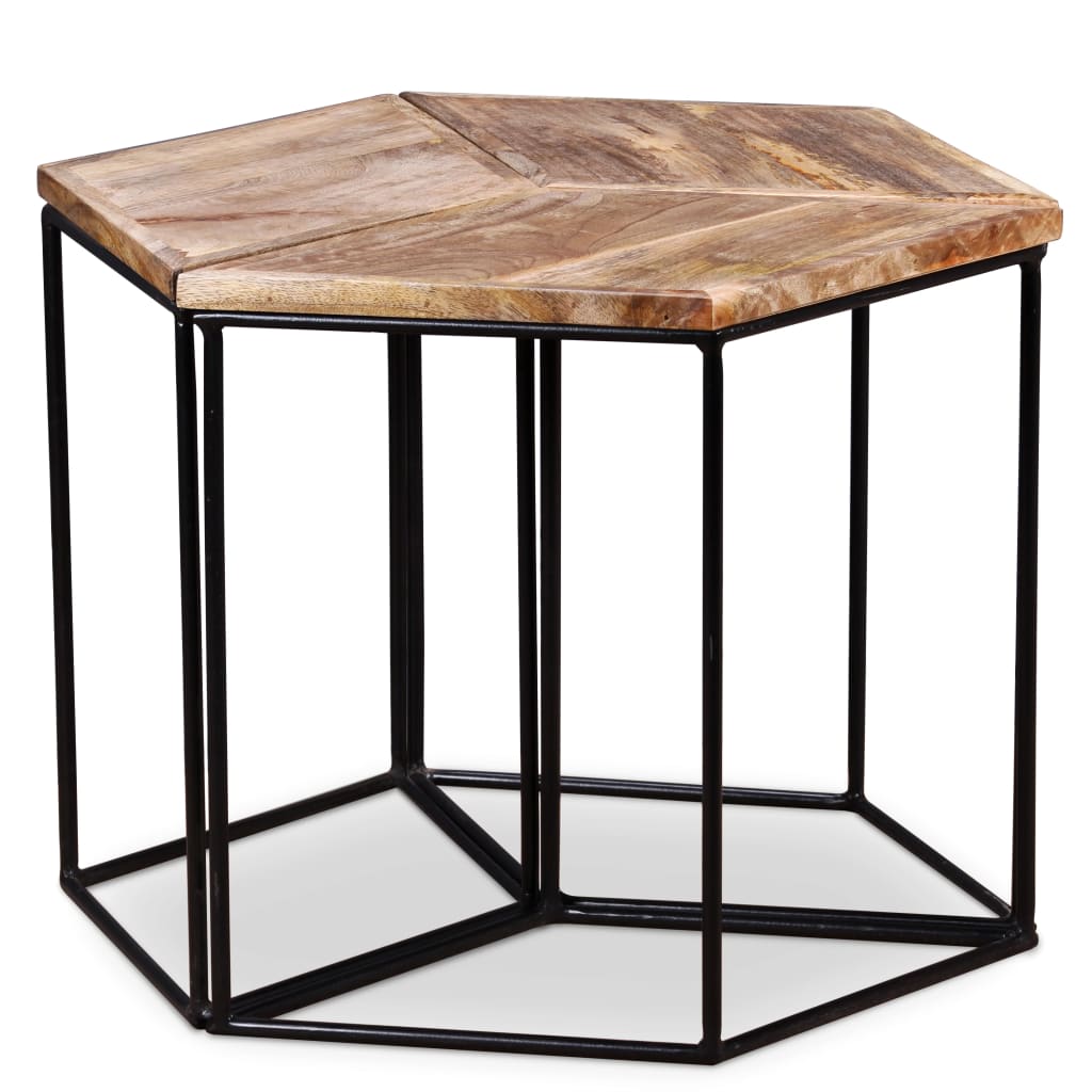 Table Basse Authentique en Manguier et Métal-La-Fabrique-Industrielle