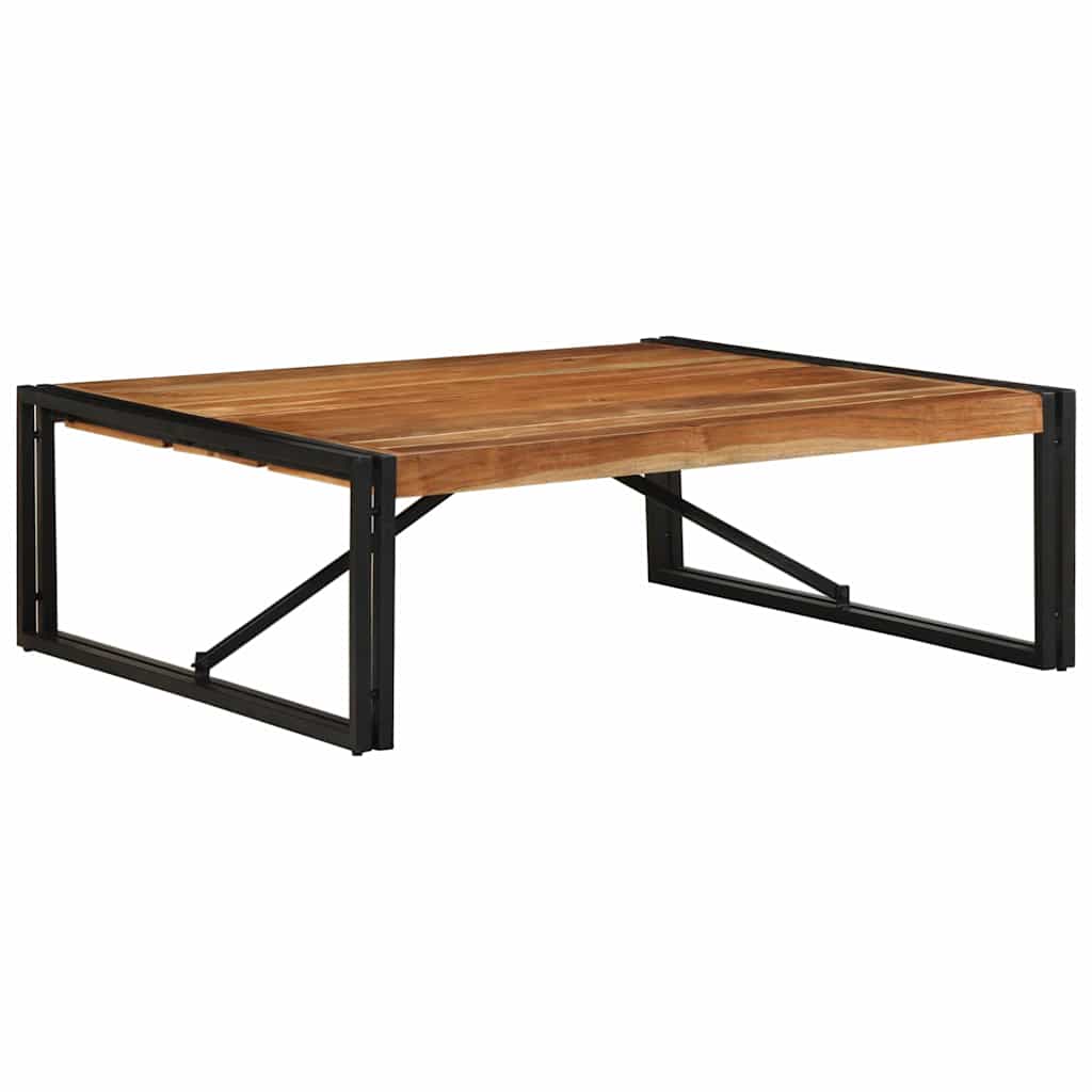 Table Basse Carrée en Bois et Métal Indus-Bois d'acacia massif-1-100 x 100 x 35 cm-La-Fabrique-Industrielle
