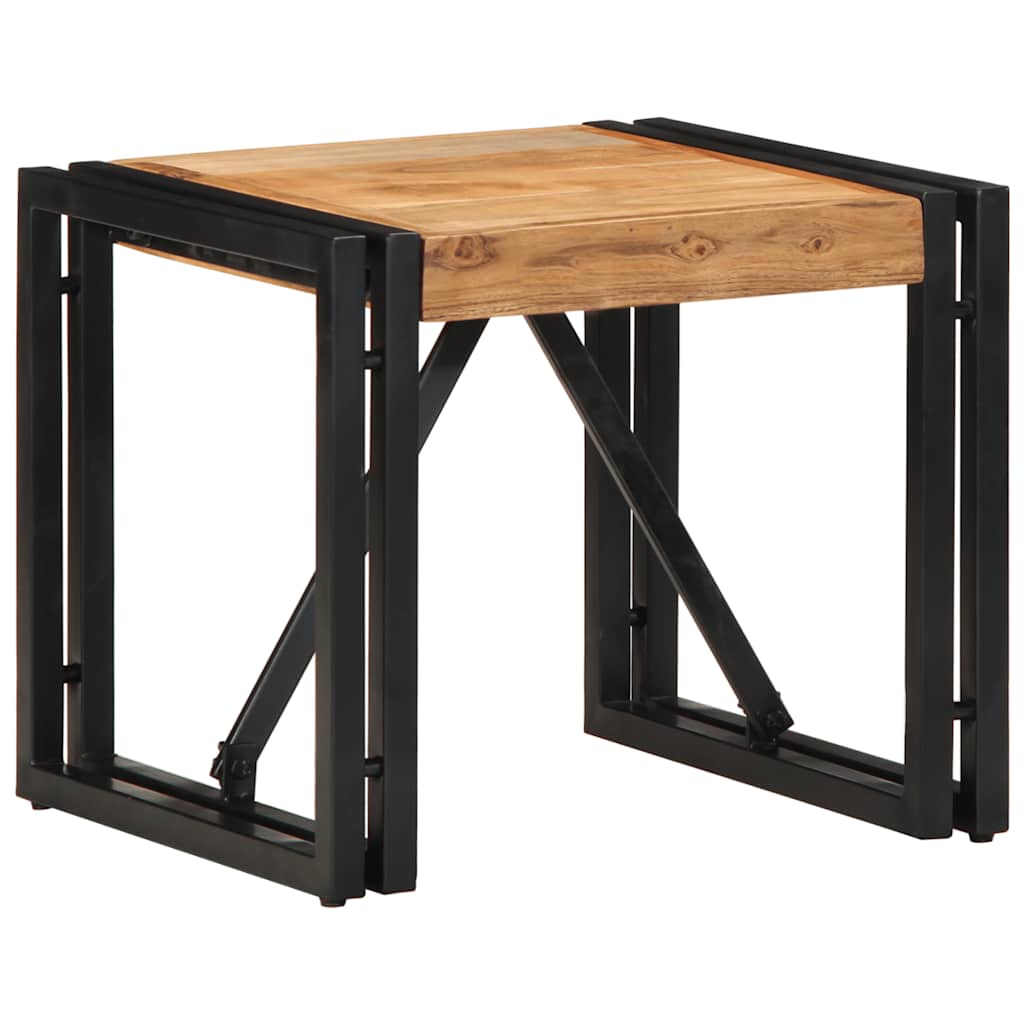 Table Basse Carrée en Bois et Métal Indus-Bois d'acacia massif-1-40 x 40 x 35 cm-La-Fabrique-Industrielle