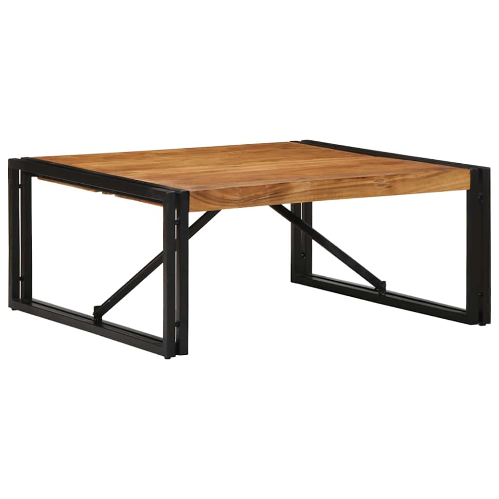 Table Basse Carrée en Bois et Métal Indus-Bois d'acacia massif-1-80 x 80 x 35 cm-La-Fabrique-Industrielle