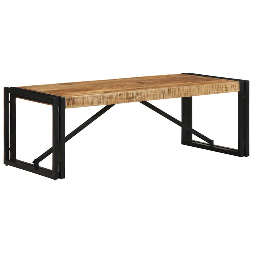 Table Basse Carrée en Bois et Métal Indus-Bois de manguier brut massif-1-100 x 50 x 35 cm-La-Fabrique-Industrielle