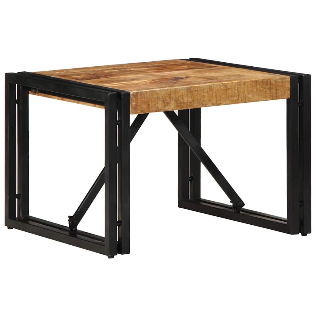Table Basse Carrée en Bois et Métal Indus-Bois de manguier brut massif-1-50 x 50 x 35 cm-La-Fabrique-Industrielle