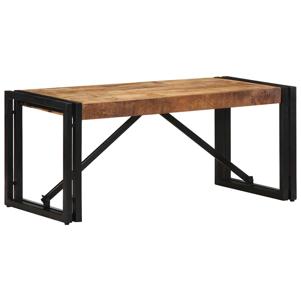 Table Basse Carrée en Bois et Métal Indus-Bois de manguier brut massif-1-80 x 40 x 35 cm-La-Fabrique-Industrielle