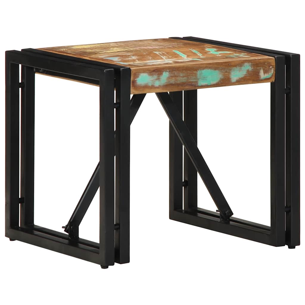 Table Basse Carrée en Bois et Métal Indus-bois de récupération massif-1-40 x 40 x 35 cm-La-Fabrique-Industrielle