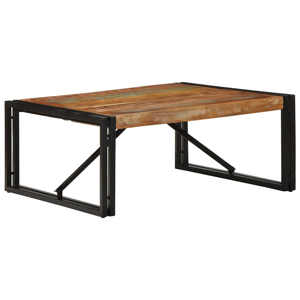 Table Basse Carrée en Bois et Métal Indus-bois de récupération massif-1-80 x 80 x 35 cm-La-Fabrique-Industrielle
