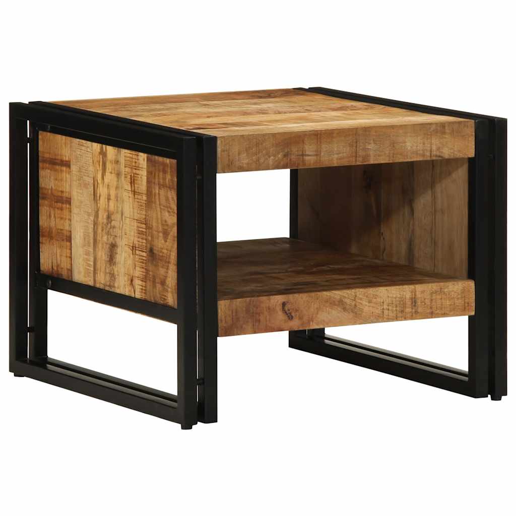 Table Basse Carrée en Bois et Métal Industriel-50 cm-bois de manguier-1-La-Fabrique-Industrielle