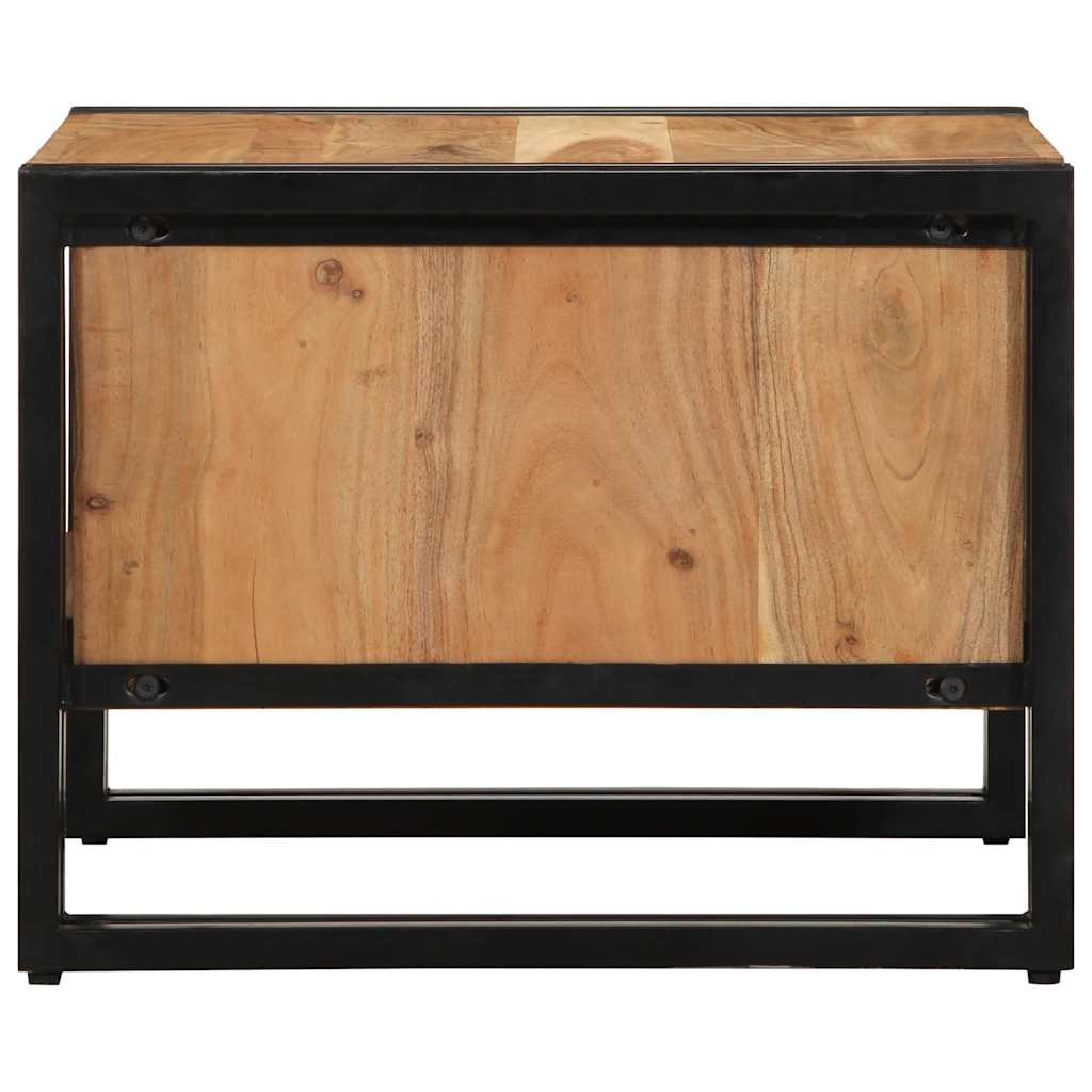 Table Basse Carrée en Bois et Métal Industriel-La-Fabrique-Industrielle