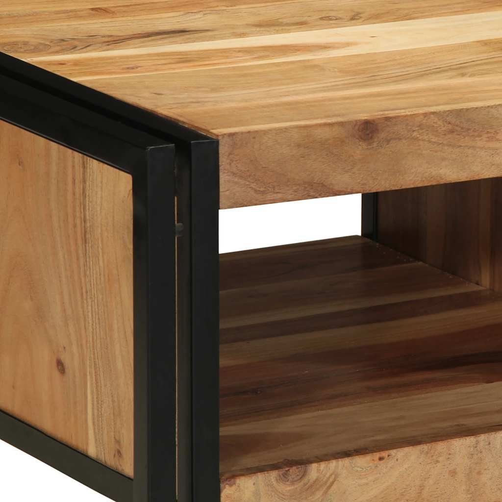 Table Basse Carrée en Bois et Métal Industriel-La-Fabrique-Industrielle