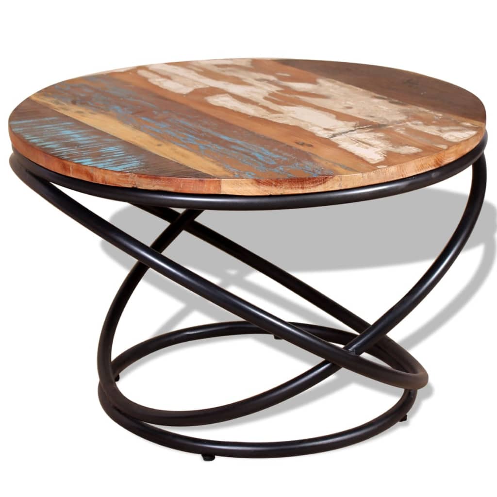 Table Basse Design en Fer Forgé et Bois Recyclé-bois-1-60 x 40 cm-La-Fabrique-Industrielle