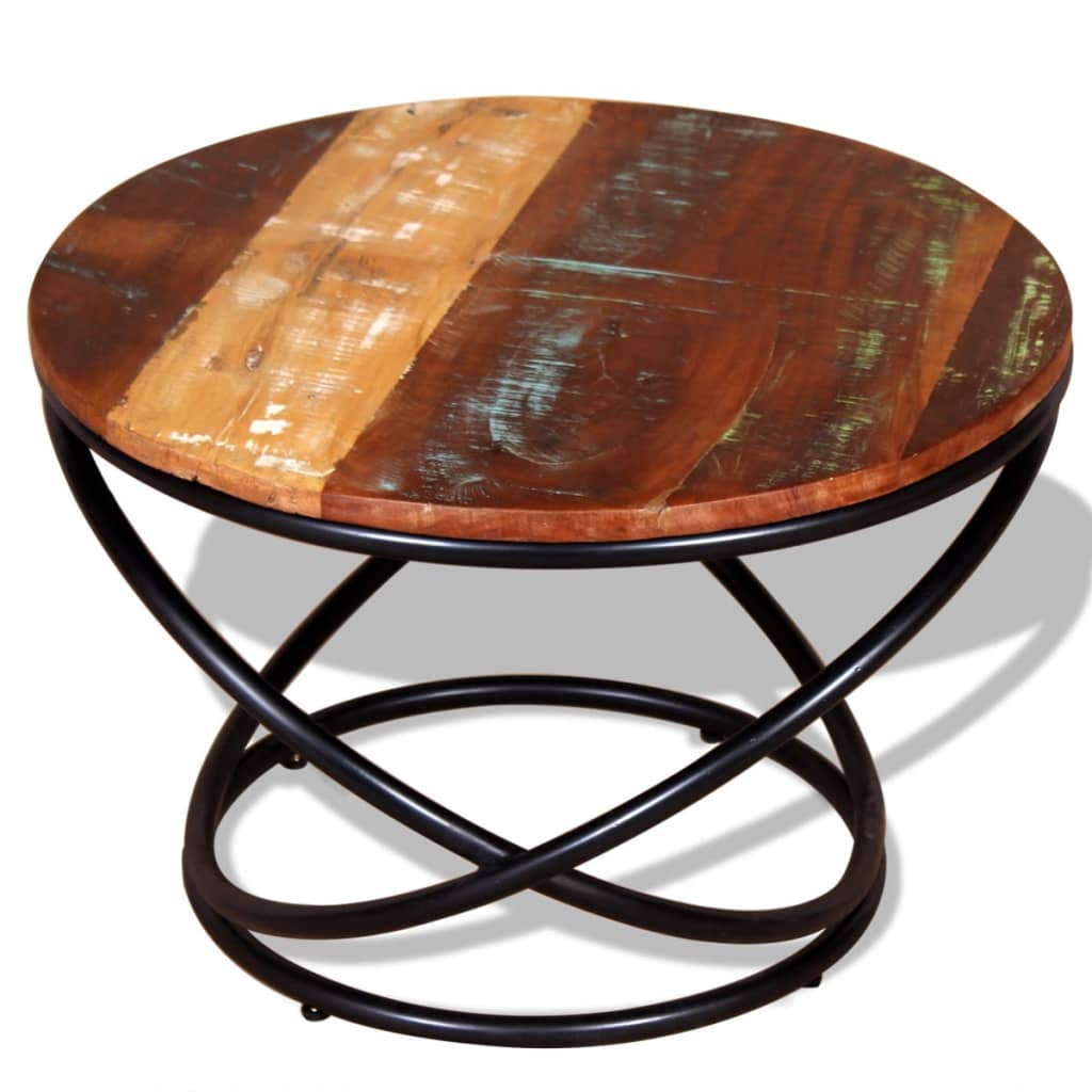Table Basse Design en Fer Forgé et Bois Recyclé-La-Fabrique-Industrielle