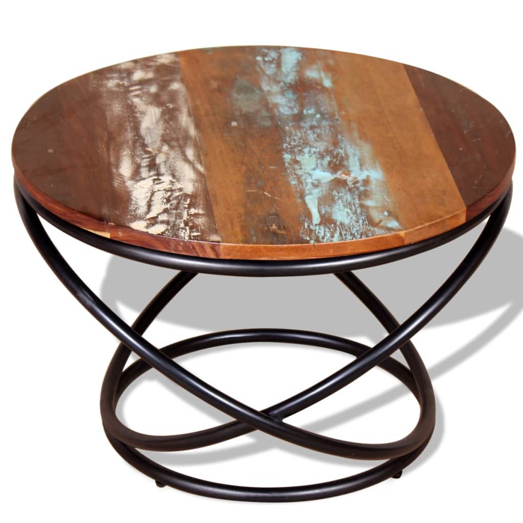 Table Basse Design en Fer Forgé et Bois Recyclé-La-Fabrique-Industrielle