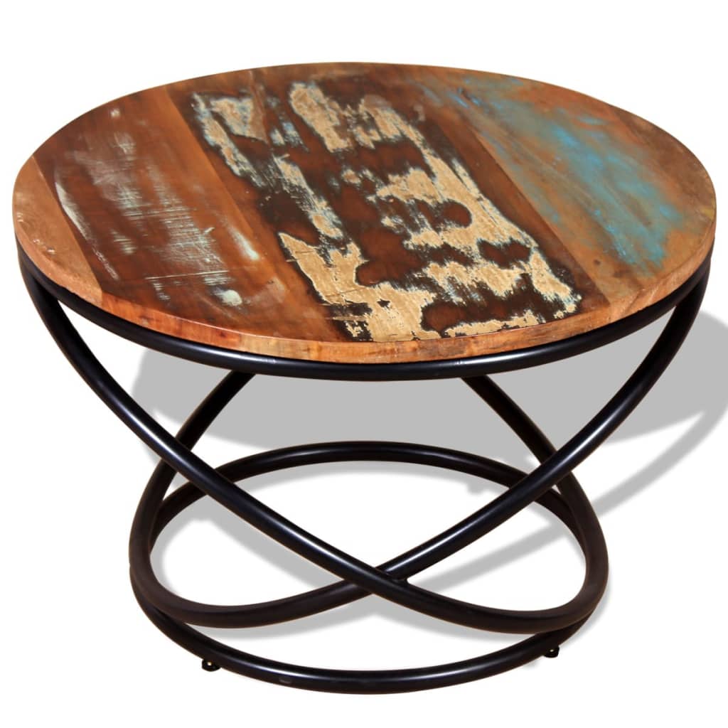 Table Basse Design en Fer Forgé et Bois Recyclé-La-Fabrique-Industrielle