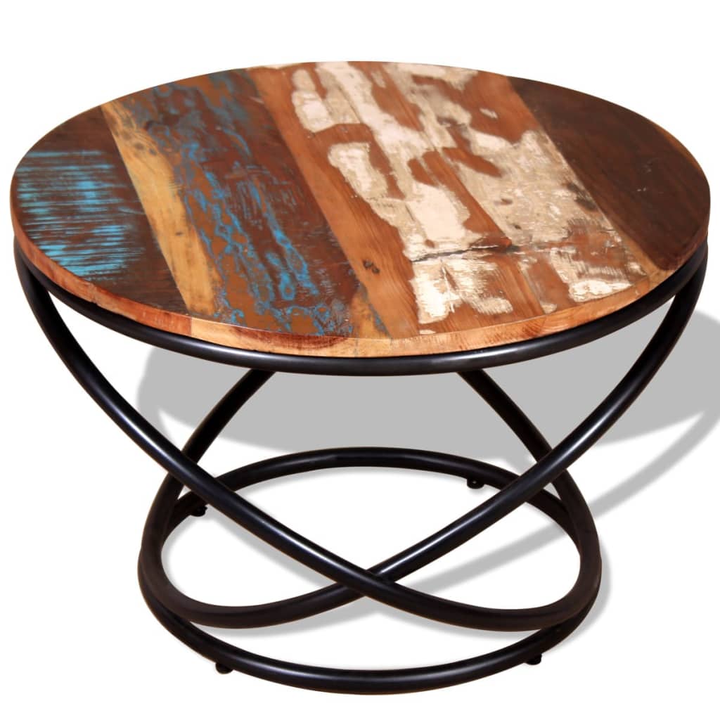 Table Basse Design en Fer Forgé et Bois Recyclé-La-Fabrique-Industrielle