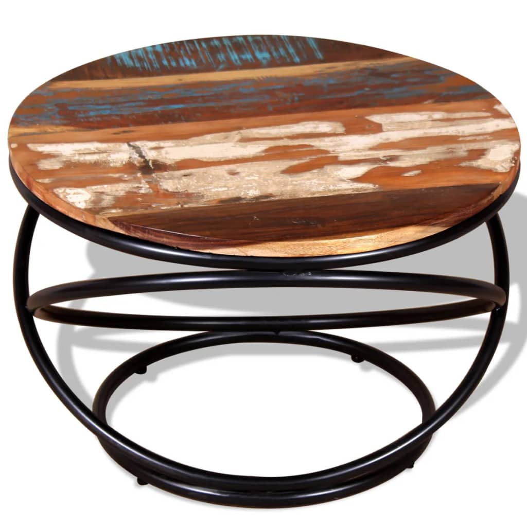Table Basse Design en Fer Forgé et Bois Recyclé-La-Fabrique-Industrielle