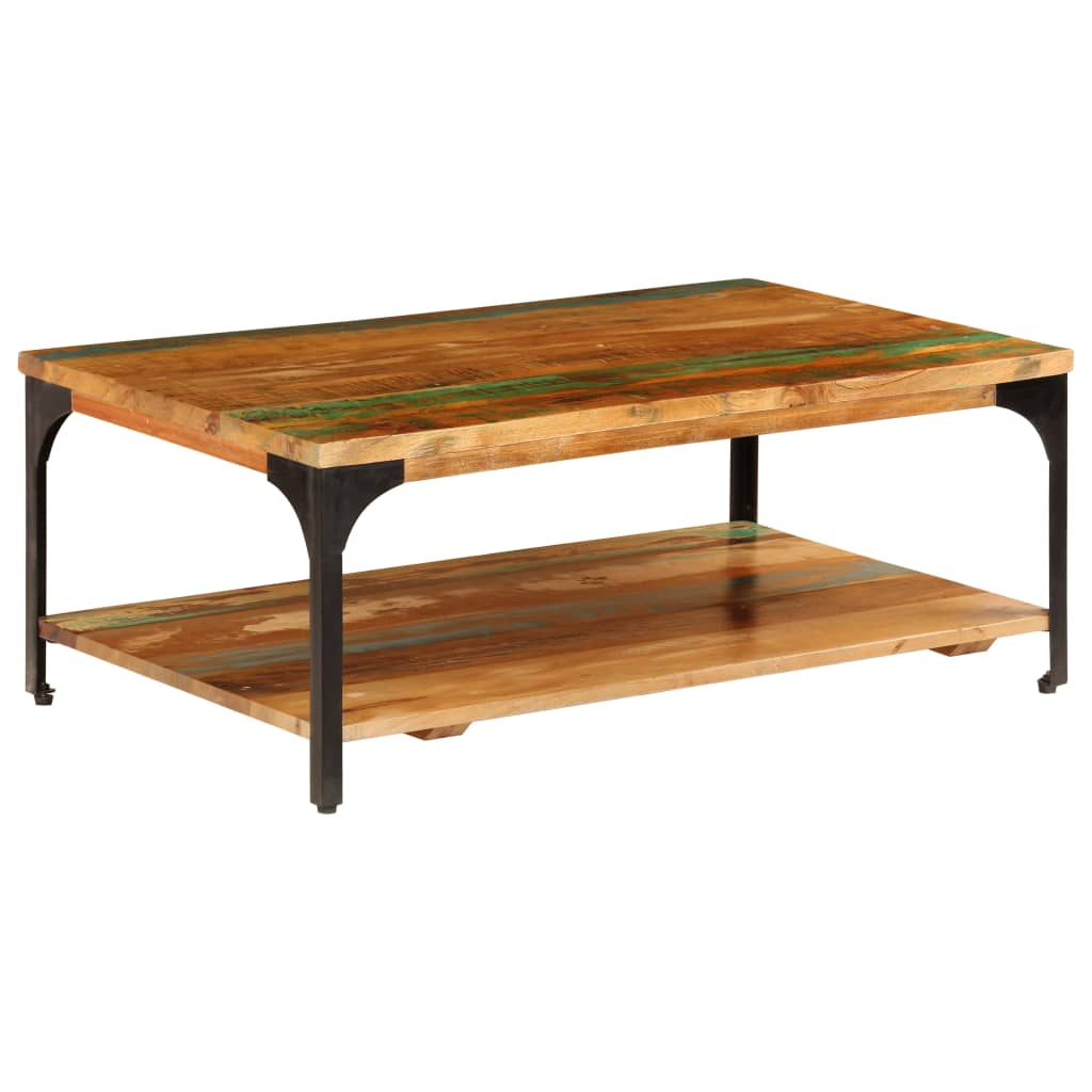 Table Basse Double Niveaux en Bois et Acier-bois de récupération massif-1-100 x 60 x 35 cm-La-Fabrique-Industrielle