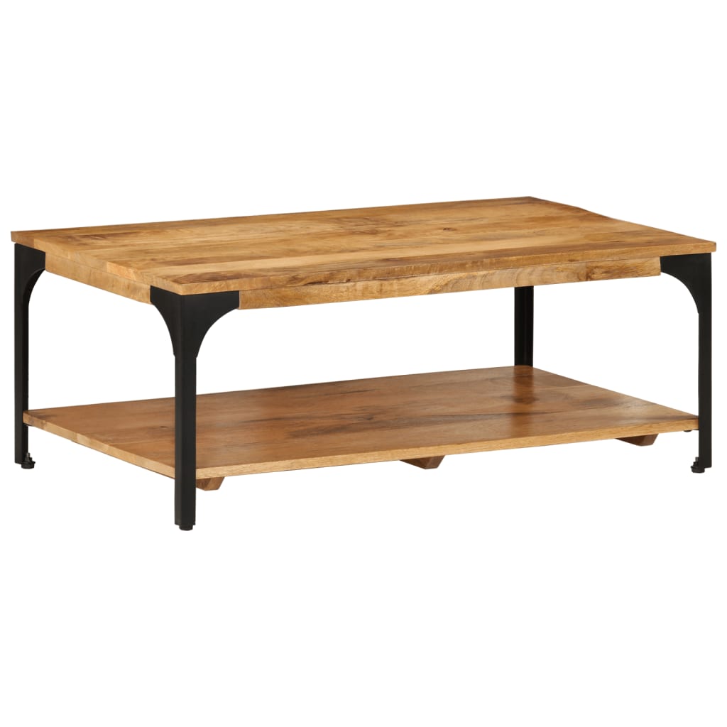 Table Basse Double Niveaux en Bois et Acier-La-Fabrique-Industrielle