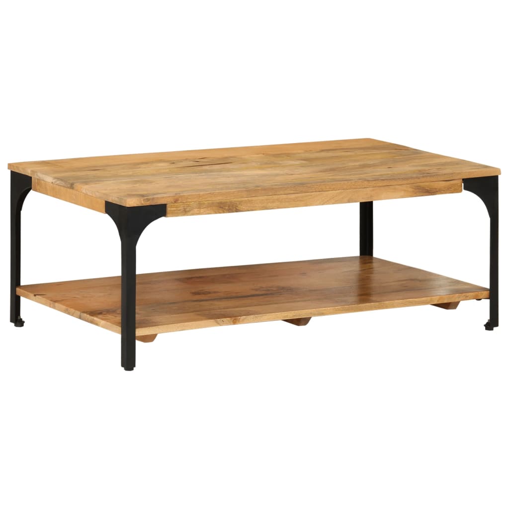 Table Basse Double Niveaux en Bois et Acier-La-Fabrique-Industrielle