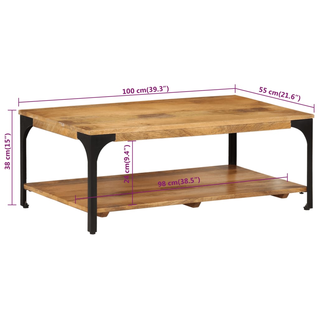 Table Basse Double Niveaux en Bois et Acier-La-Fabrique-Industrielle