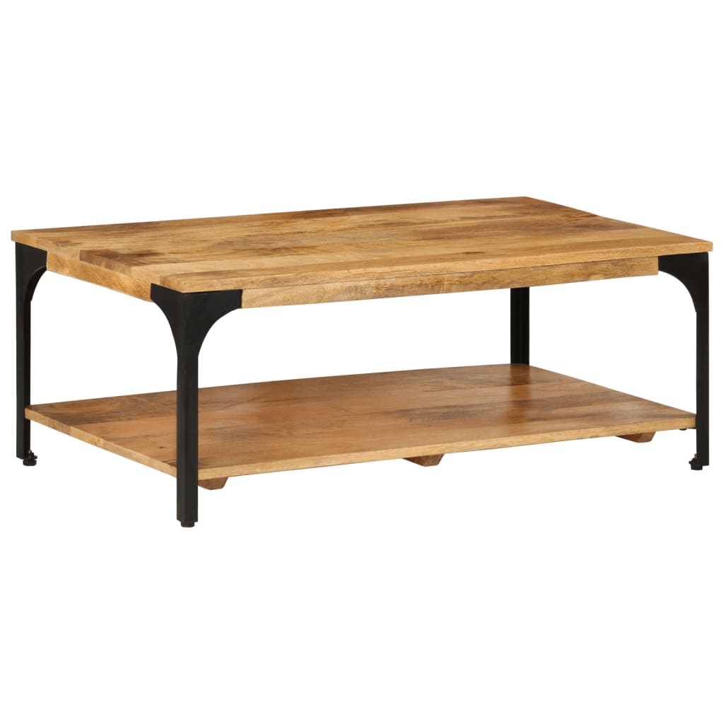 Table Basse Double Niveaux en Bois et Acier-La-Fabrique-Industrielle