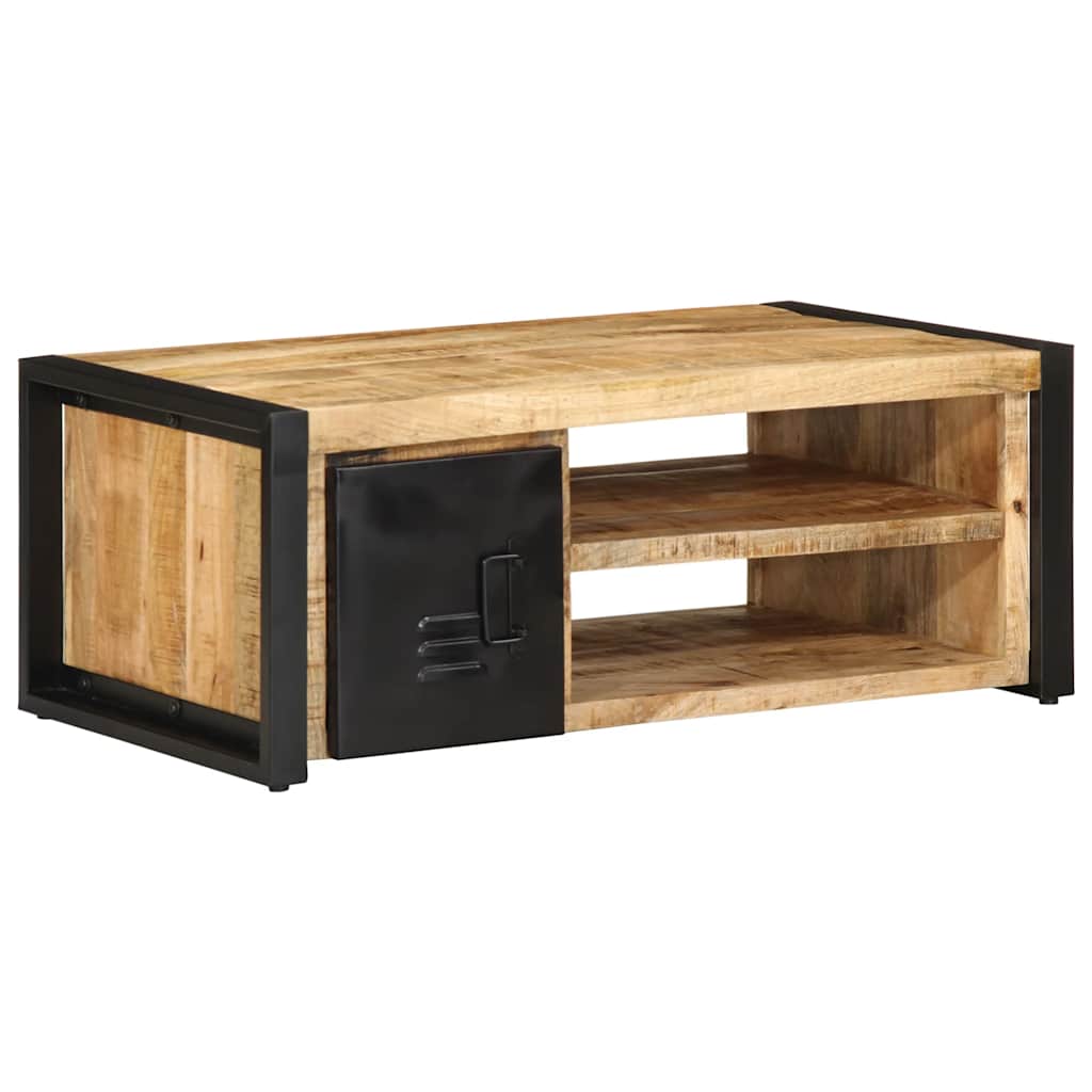 Table Basse Effet Industriel en Bois de Manguier-Bois de manguier brut massif-1-La-Fabrique-Industrielle