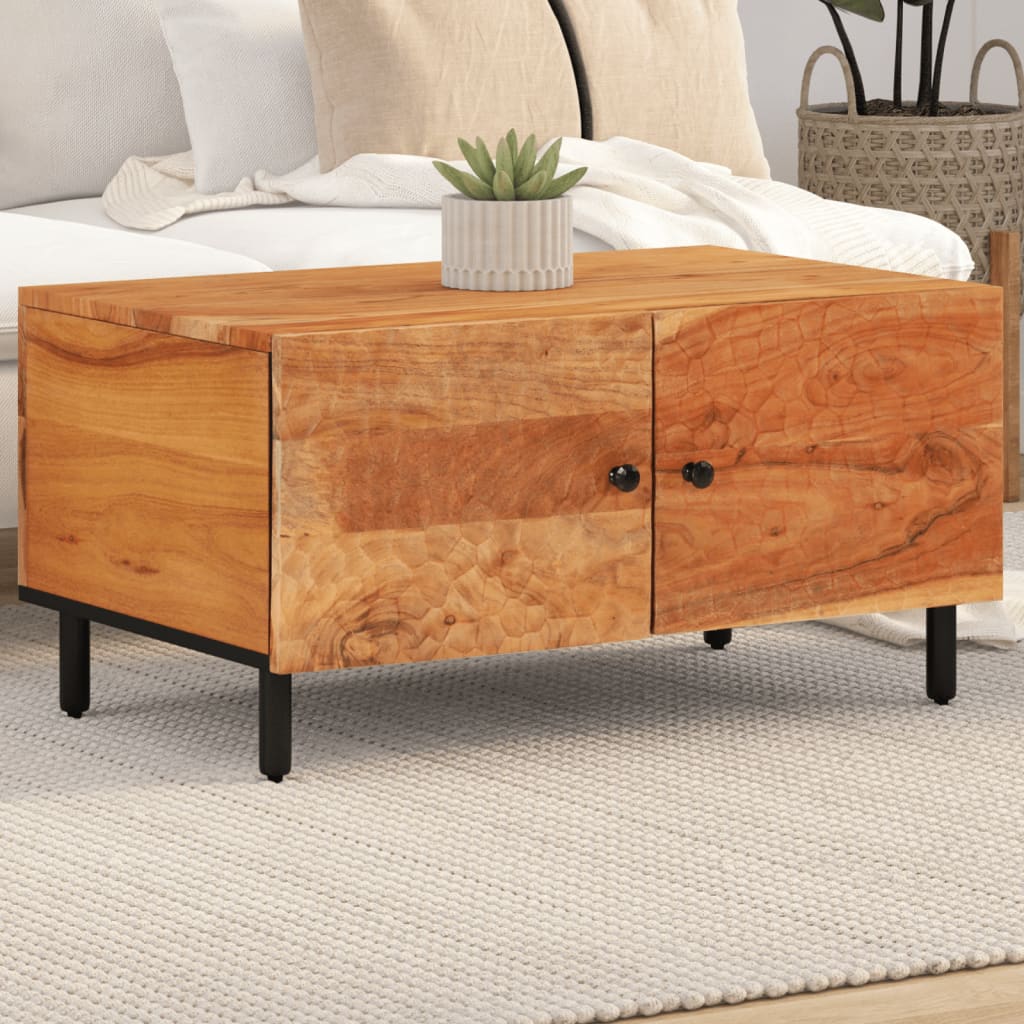 Table Basse Élégante en Bois Massif et Métal-Naturel-Bois d'acacia massif-1-La-Fabrique-Industrielle
