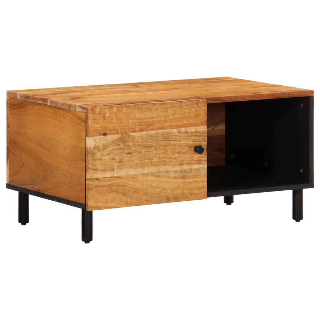 Table Basse Élégante en Métal Noir et Bois d'Acacia-La-Fabrique-Industrielle
