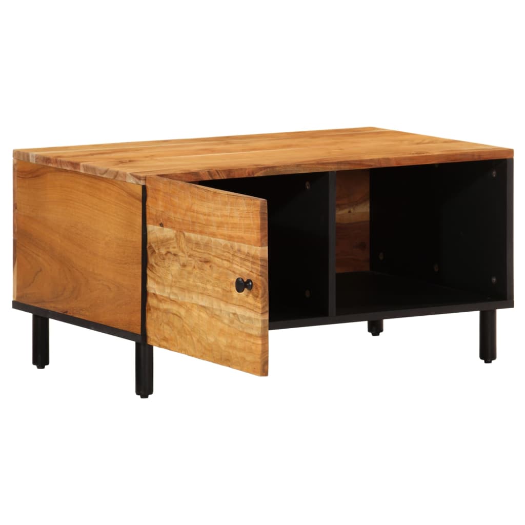 Table Basse Élégante en Métal Noir et Bois d'Acacia-La-Fabrique-Industrielle