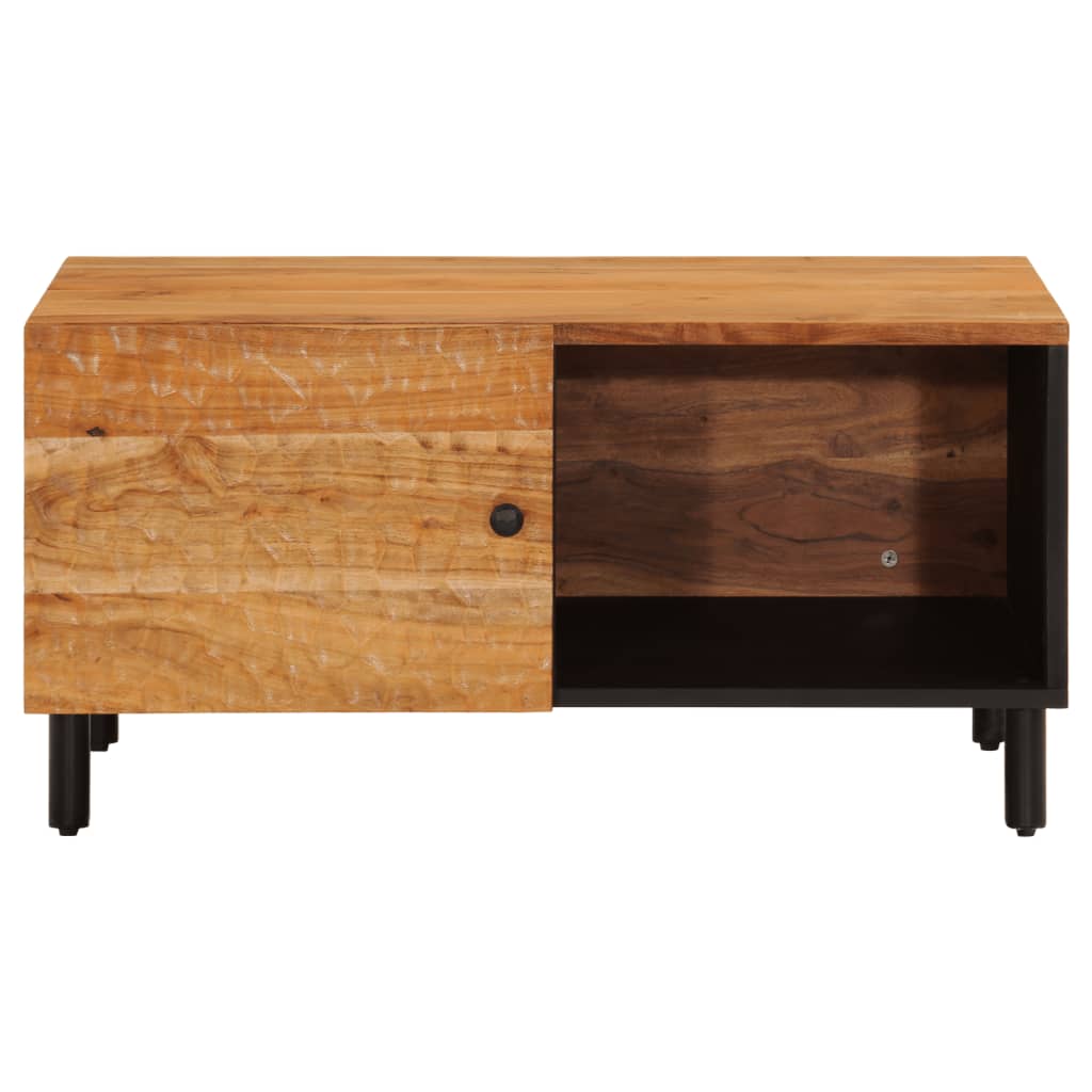 Table Basse Élégante en Métal Noir et Bois d'Acacia-La-Fabrique-Industrielle
