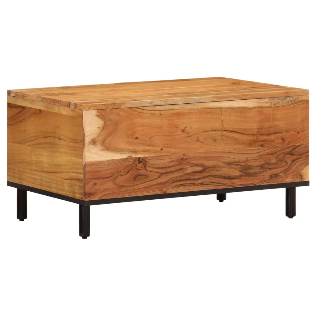 Table Basse Élégante en Métal Noir et Bois d'Acacia-La-Fabrique-Industrielle