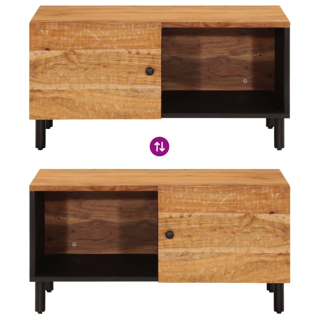 Table Basse Élégante en Métal Noir et Bois d'Acacia-La-Fabrique-Industrielle