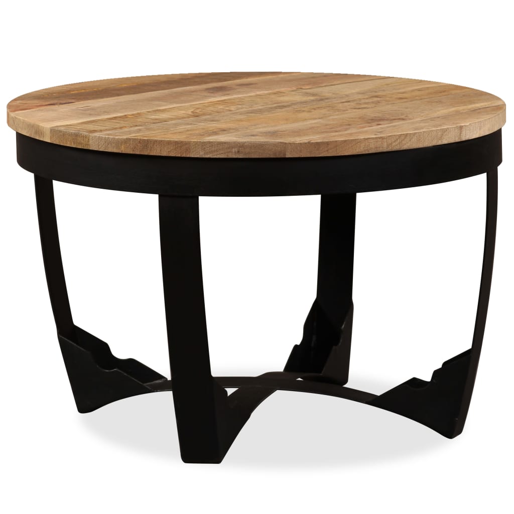 Table Basse Industrielle Ronde en Bois Recyclé et Acier-Bois de manguier massif-1-60 x 40 cm-La-Fabrique-Industrielle