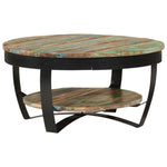 Table Basse Industrielle Ronde en Bois Recyclé et Acier-Bois de récupération massif-1-65 x 32 cm-La-Fabrique-Industrielle
