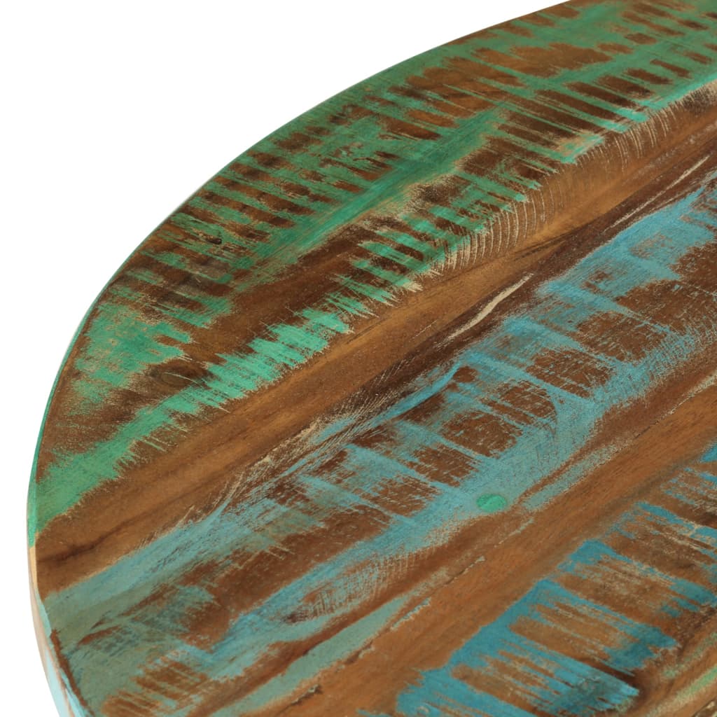 Table Basse Industrielle Ronde en Bois Recyclé et Acier-La-Fabrique-Industrielle