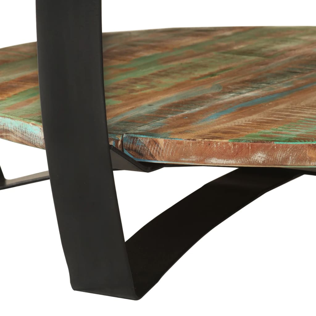 Table Basse Industrielle Ronde en Bois Recyclé et Acier-La-Fabrique-Industrielle