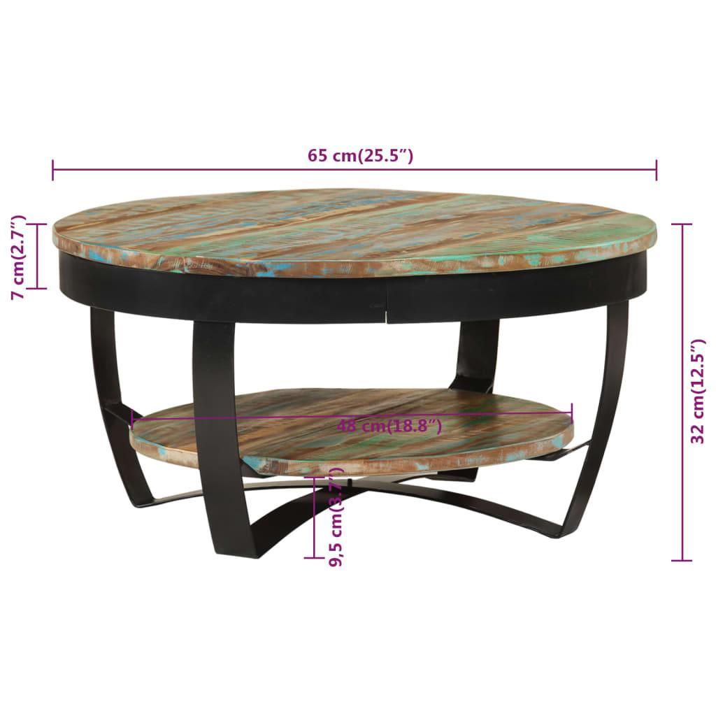 Table Basse Industrielle Ronde en Bois Recyclé et Acier-La-Fabrique-Industrielle