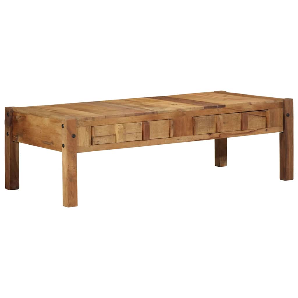 Table Basse Industrielle en Bois Massif Récupéré Blanc-La-Fabrique-Industrielle