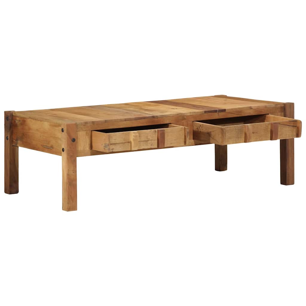 Table Basse Industrielle en Bois Massif Récupéré Blanc-La-Fabrique-Industrielle
