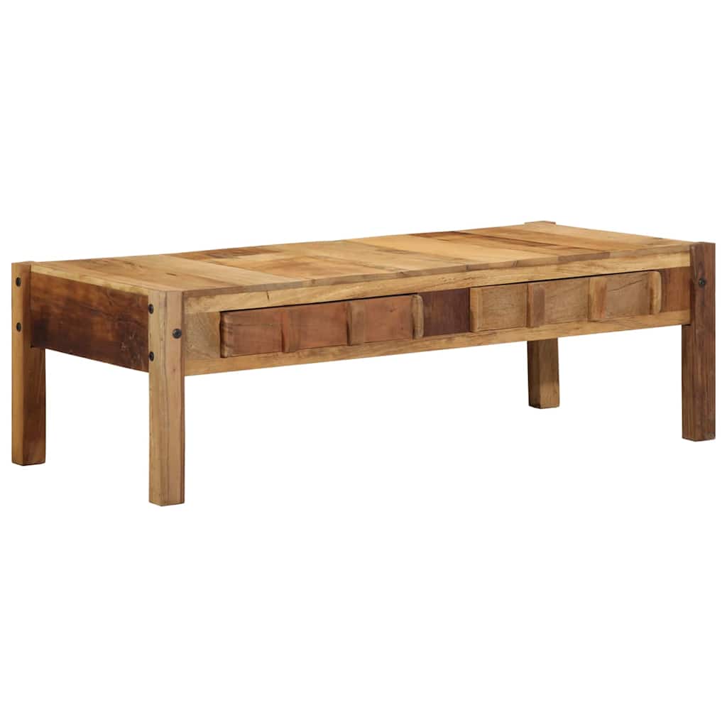 Table Basse Industrielle en Bois Massif Récupéré Blanc-La-Fabrique-Industrielle